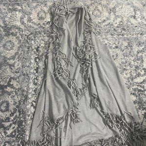 Grey Super Soft Faux Microsuede Fringe Vest OS